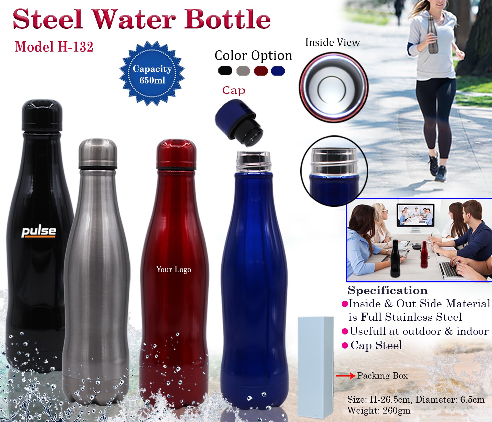 Steel Water Bottle Cola  Bottle